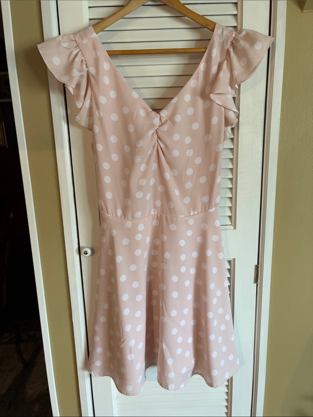 GB girls Blush Pink Polka Dot Flutter Sleeve Mini Dress